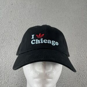 Adidas I Chicago Hat Cap Strap Back Mens One Size OSFM Black Embroidered Cotton